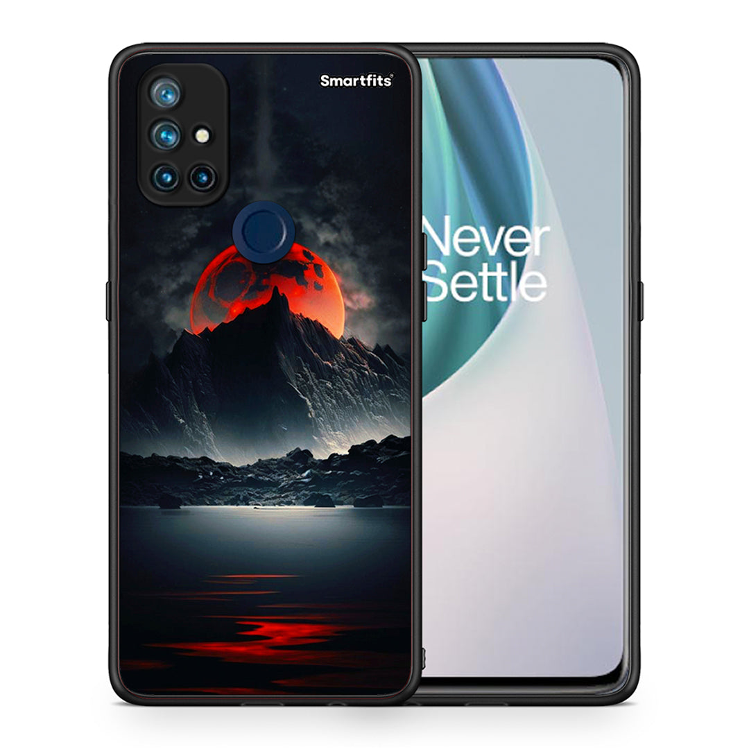 Θήκη OnePlus Nord N10 5G Red Full Moon από τη Smartfits με σχέδιο στο πίσω μέρος και μαύρο περίβλημα | OnePlus Nord N10 5G Red Full Moon case with colorful back and black bezels