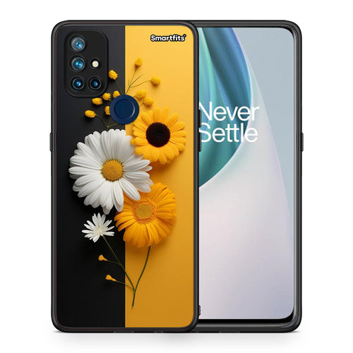 Θήκη OnePlus Nord N10 5G Yellow Daisies από τη Smartfits με σχέδιο στο πίσω μέρος και μαύρο περίβλημα | OnePlus Nord N10 5G Yellow Daisies case with colorful back and black bezels