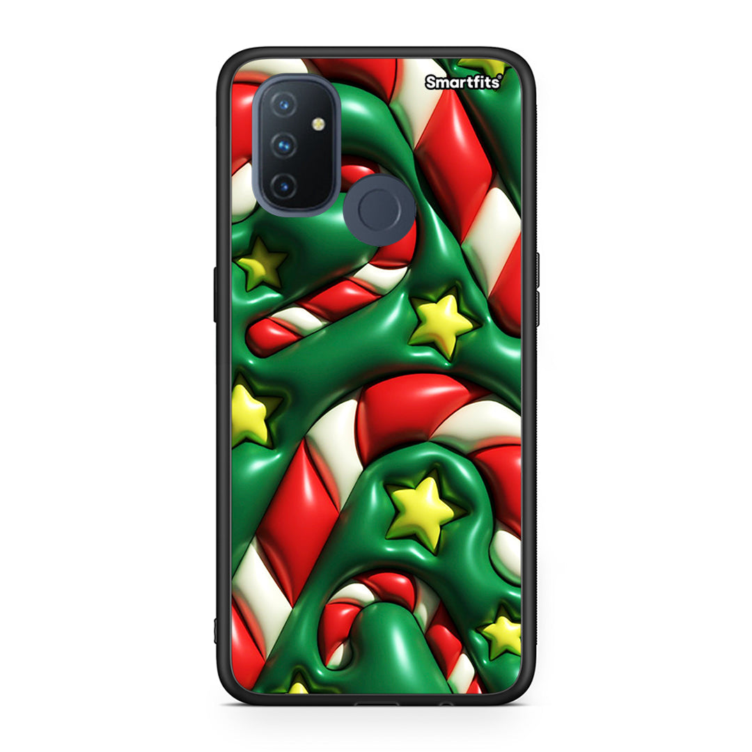 OnePlus Nord N100 Christmas Bubbles θήκη από τη Smartfits με σχέδιο στο πίσω μέρος και μαύρο περίβλημα | Smartphone case with colorful back and black bezels by Smartfits