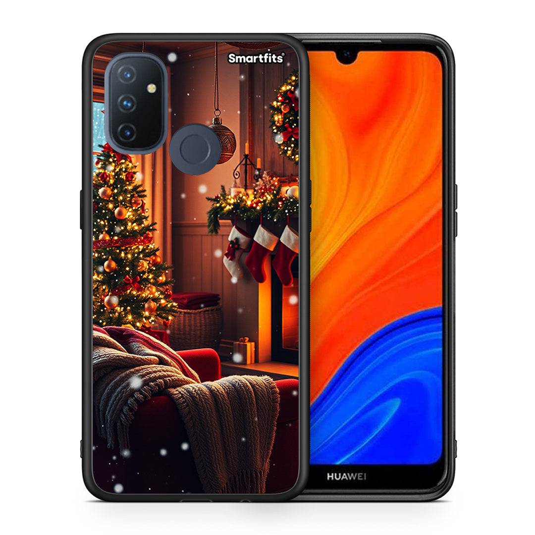 Θήκη OnePlus Nord N100 Home For Christmas από τη Smartfits με σχέδιο στο πίσω μέρος και μαύρο περίβλημα | OnePlus Nord N100 Home For Christmas case with colorful back and black bezels