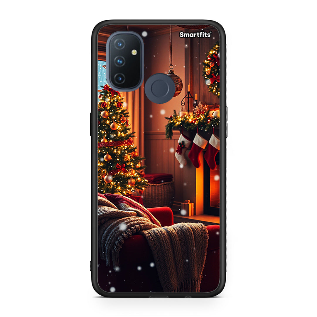 OnePlus Nord N100 Home For Christmas θήκη από τη Smartfits με σχέδιο στο πίσω μέρος και μαύρο περίβλημα | Smartphone case with colorful back and black bezels by Smartfits