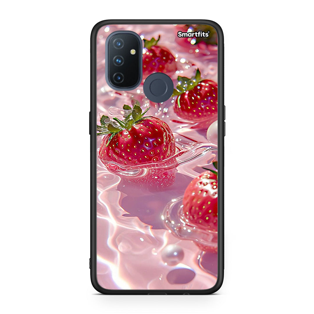 OnePlus Nord N100 Juicy Strawberries θήκη από τη Smartfits με σχέδιο στο πίσω μέρος και μαύρο περίβλημα | Smartphone case with colorful back and black bezels by Smartfits