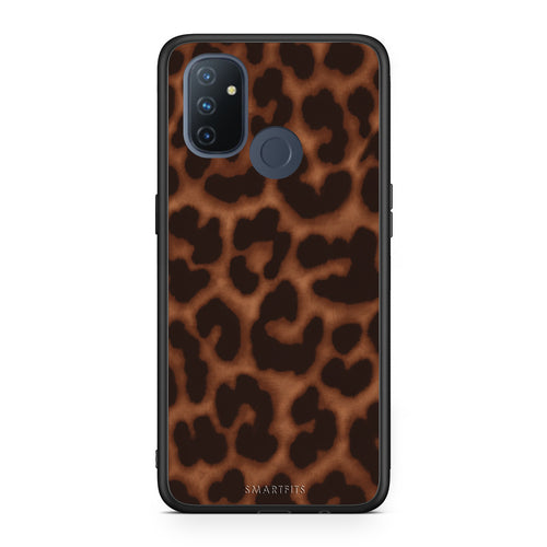 Θήκη OnePlus Nord N100 Leopard Print Dark Brown από τη Smartfits με σχέδιο στο πίσω μέρος και μαύρο περίβλημα | OnePlus Nord N100 Leopard Print Dark Brown case with colorful back and black bezels