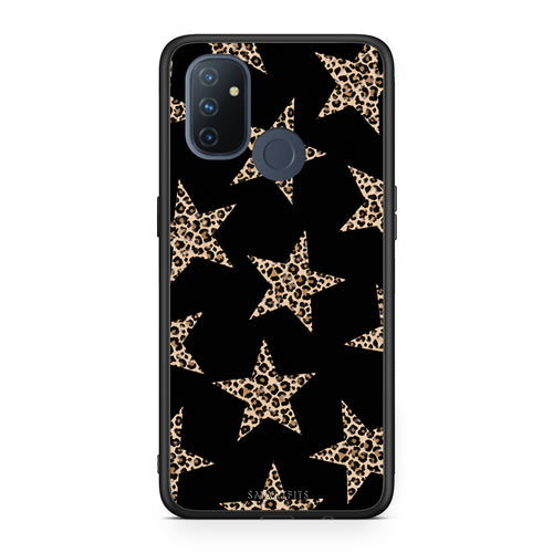 Θήκη OnePlus Nord N100 Leopard Stars on Black από τη Smartfits με σχέδιο στο πίσω μέρος και μαύρο περίβλημα | OnePlus Nord N100 Leopard Stars on Black case with colorful back and black bezels