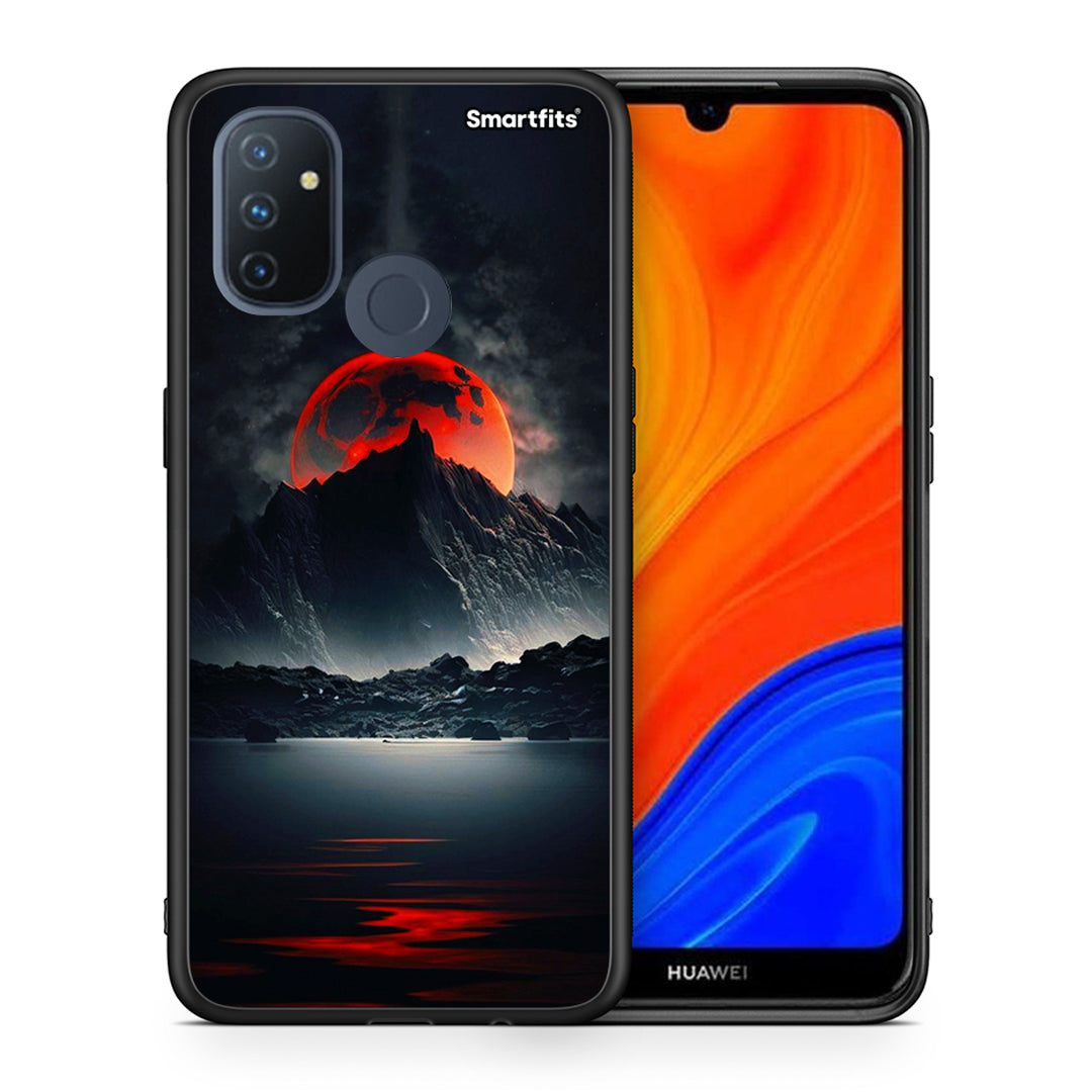 Θήκη OnePlus Nord N100 Red Full Moon από τη Smartfits με σχέδιο στο πίσω μέρος και μαύρο περίβλημα | OnePlus Nord N100 Red Full Moon case with colorful back and black bezels