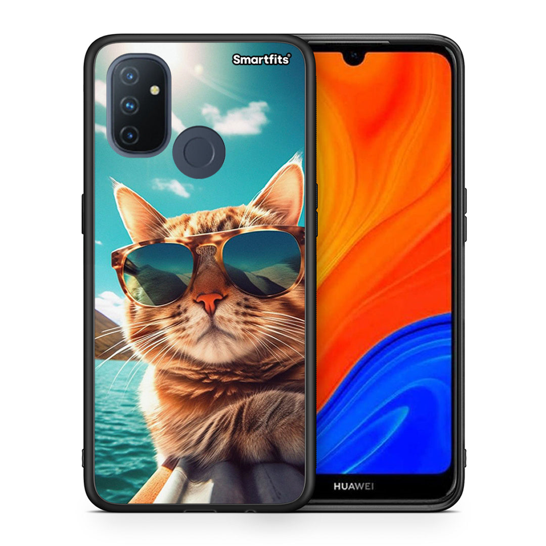 Θήκη OnePlus Nord N100 Summer Cat από τη Smartfits με σχέδιο στο πίσω μέρος και μαύρο περίβλημα | OnePlus Nord N100 Summer Cat case with colorful back and black bezels