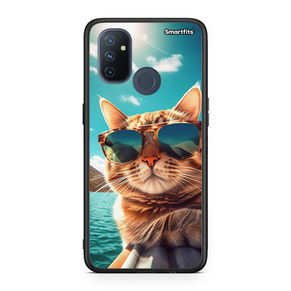 OnePlus Nord N100 Summer Cat θήκη από τη Smartfits με σχέδιο στο πίσω μέρος και μαύρο περίβλημα | Smartphone case with colorful back and black bezels by Smartfits