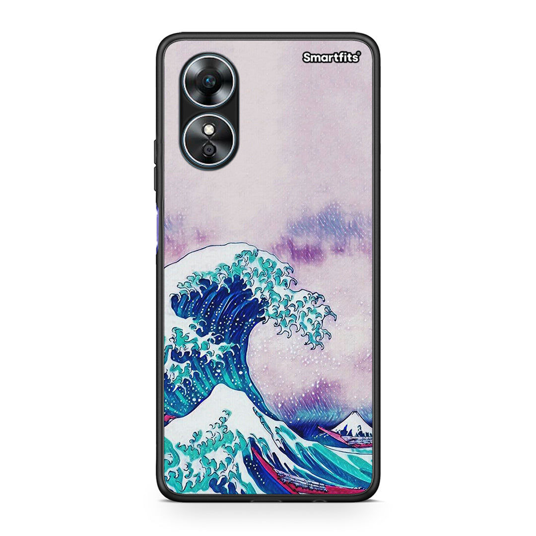 Θήκη Oppo A17 Blue Waves από τη Smartfits με σχέδιο στο πίσω μέρος και μαύρο περίβλημα | Oppo A17 Blue Waves Case with Colorful Back and Black Bezels