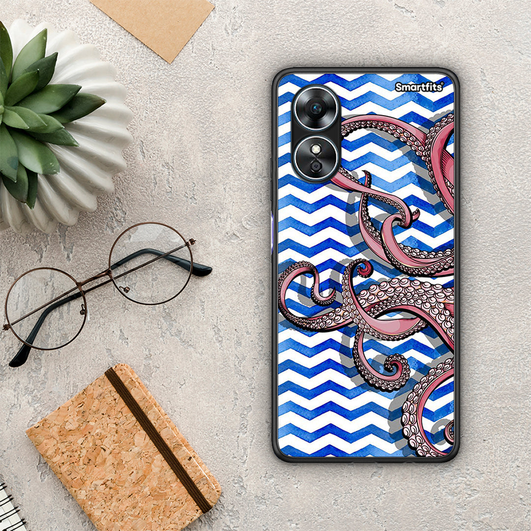 Θήκη Oppo A17 Chevron Devilfish από τη Smartfits με σχέδιο στο πίσω μέρος και μαύρο περίβλημα | Oppo A17 Chevron Devilfish Case with Colorful Back and Black Bezels