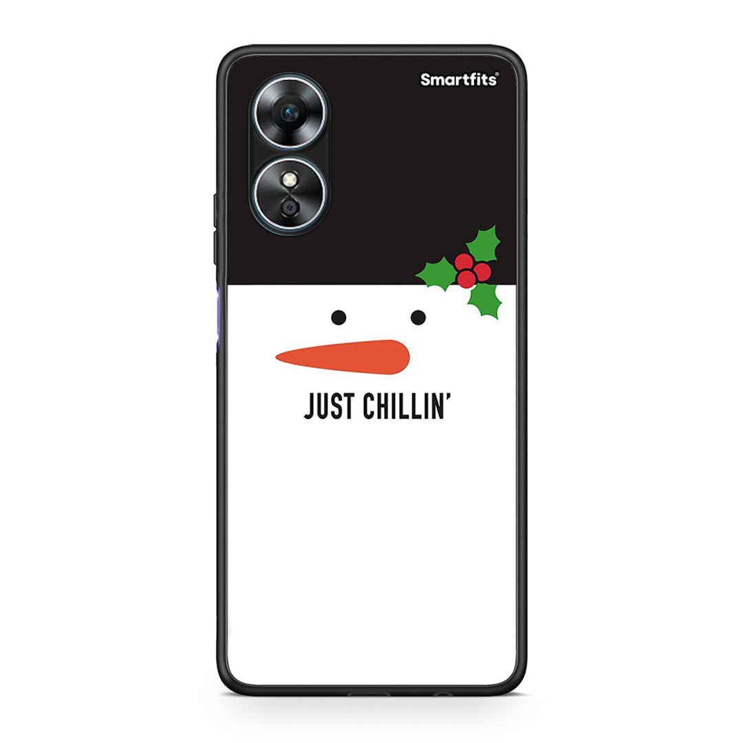 Θήκη Oppo A17 Christmas Chillin από τη Smartfits με σχέδιο στο πίσω μέρος και μαύρο περίβλημα | Oppo A17 Christmas Chillin Case with Colorful Back and Black Bezels