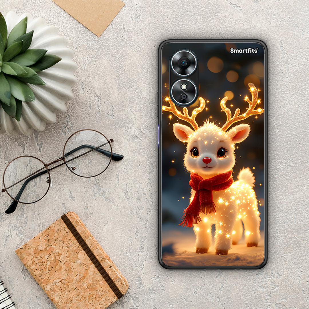 Θήκη Oppo A17 Christmas Cutie από τη Smartfits με σχέδιο στο πίσω μέρος και μαύρο περίβλημα | Oppo A17 Christmas Cutie Case with Colorful Back and Black Bezels