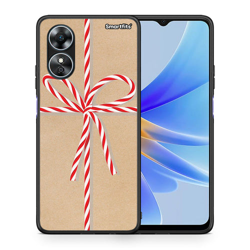 Θήκη Oppo A17 Christmas Gift από τη Smartfits με σχέδιο στο πίσω μέρος και μαύρο περίβλημα | Oppo A17 Christmas Gift Case with Colorful Back and Black Bezels
