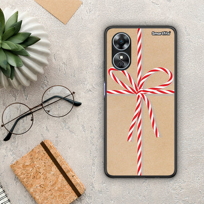 Θήκη Oppo A17 Christmas Gift από τη Smartfits με σχέδιο στο πίσω μέρος και μαύρο περίβλημα | Oppo A17 Christmas Gift Case with Colorful Back and Black Bezels
