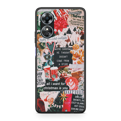 Θήκη Oppo A17 Christmas Happiness από τη Smartfits με σχέδιο στο πίσω μέρος και μαύρο περίβλημα | Oppo A17 Christmas Happiness Case with Colorful Back and Black Bezels