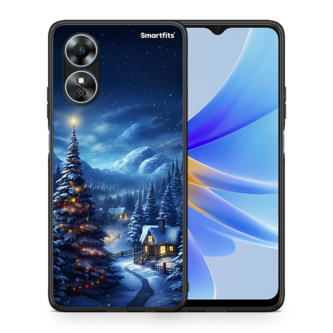 Θήκη Oppo A17 Christmas Scenery από τη Smartfits με σχέδιο στο πίσω μέρος και μαύρο περίβλημα | Oppo A17 Christmas Scenery Case with Colorful Back and Black Bezels