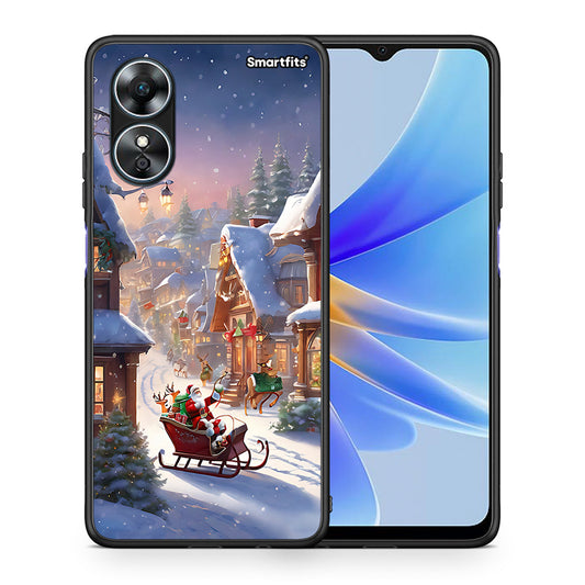 Θήκη Oppo A17 Christmas Snow από τη Smartfits με σχέδιο στο πίσω μέρος και μαύρο περίβλημα | Oppo A17 Christmas Snow Case with Colorful Back and Black Bezels