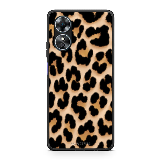 Θήκη Oppo A17 Leopard Print Tan Large από τη Smartfits με σχέδιο στο πίσω μέρος και μαύρο περίβλημα | Oppo A17 Leopard Print Tan Large case with colorful back and black bezels