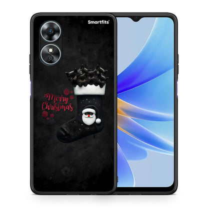 Θήκη Oppo A17 Merry Cat Christmas από τη Smartfits με σχέδιο στο πίσω μέρος και μαύρο περίβλημα | Oppo A17 Merry Cat Christmas Case with Colorful Back and Black Bezels