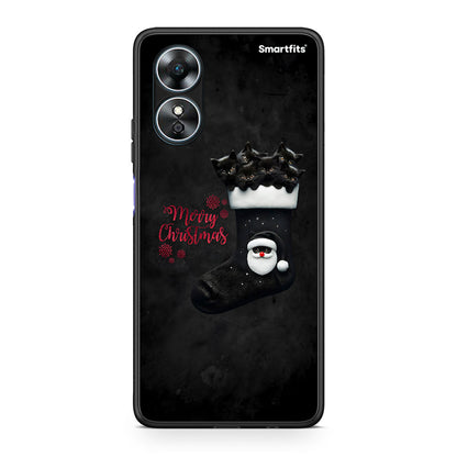 Θήκη Oppo A17 Merry Cat Christmas από τη Smartfits με σχέδιο στο πίσω μέρος και μαύρο περίβλημα | Oppo A17 Merry Cat Christmas Case with Colorful Back and Black Bezels