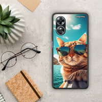 Thumbnail for Θήκη Oppo A17 Summer Cat από τη Smartfits με σχέδιο στο πίσω μέρος και μαύρο περίβλημα | Oppo A17 Summer Cat Case with Colorful Back and Black Bezels