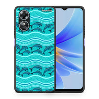 Thumbnail for Θήκη Oppo A17 Swimming Dolphins από τη Smartfits με σχέδιο στο πίσω μέρος και μαύρο περίβλημα | Oppo A17 Swimming Dolphins Case with Colorful Back and Black Bezels