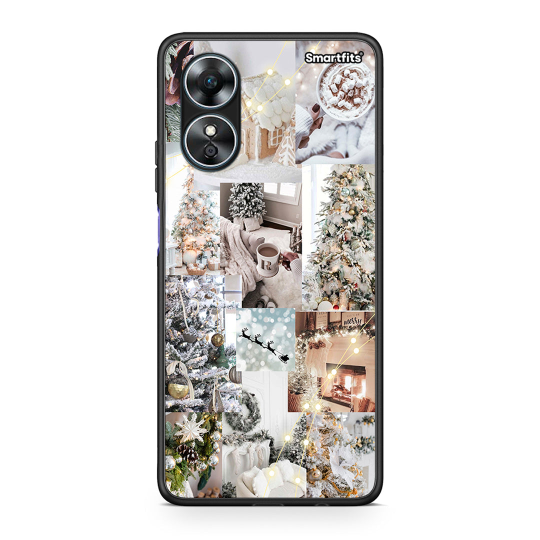 Θήκη Oppo A17 White Christmas από τη Smartfits με σχέδιο στο πίσω μέρος και μαύρο περίβλημα | Oppo A17 White Christmas Case with Colorful Back and Black Bezels