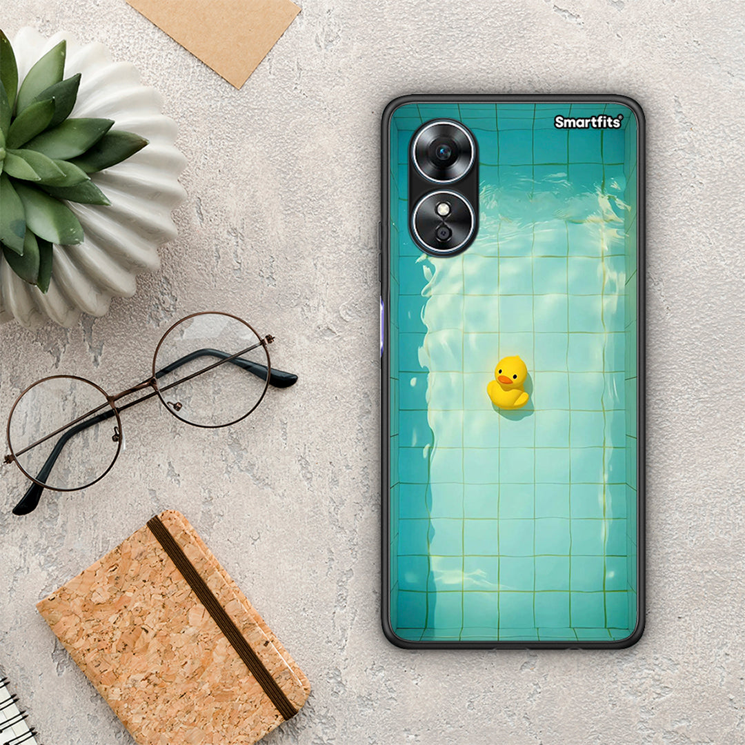 Θήκη Oppo A17 Yellow Duck από τη Smartfits με σχέδιο στο πίσω μέρος και μαύρο περίβλημα | Oppo A17 Yellow Duck Case with Colorful Back and Black Bezels