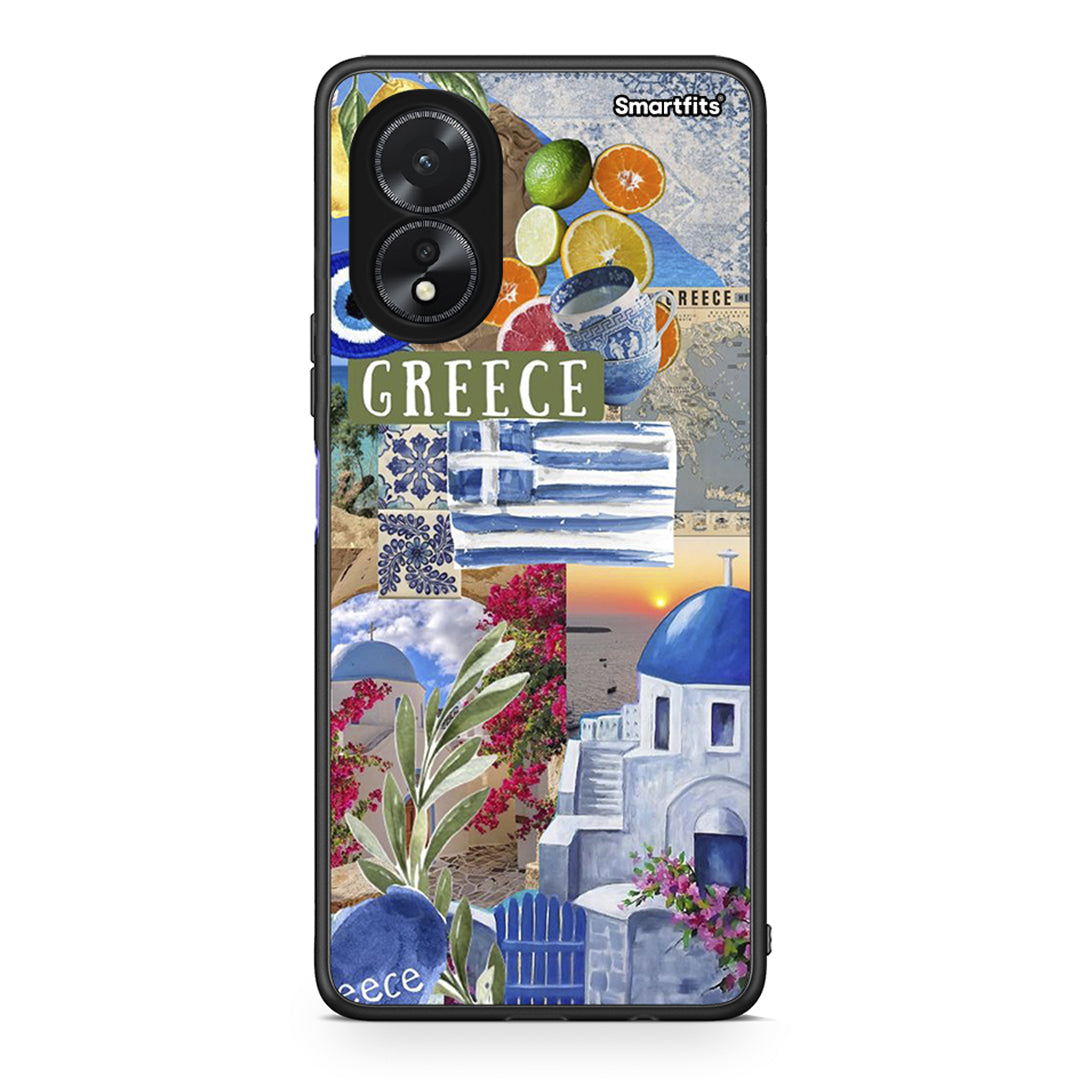 Oppo A18 All Greek Θήκη από τη Smartfits με σχέδιο στο πίσω μέρος και μαύρο περίβλημα | Smartphone case with colorful back and black bezels by Smartfits