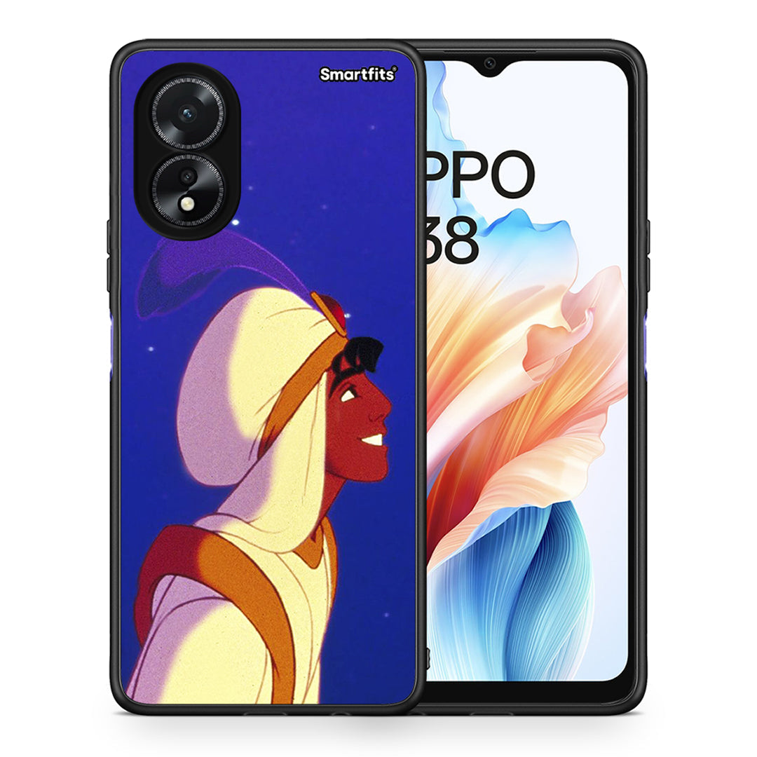 Θήκη Oppo A18 Alladin And Jasmine Love 1 από τη Smartfits με σχέδιο στο πίσω μέρος και μαύρο περίβλημα | Oppo A18 Alladin And Jasmine Love 1 case with colorful back and black bezels