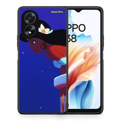 Θήκη Oppo A18 Alladin And Jasmine Love 2 από τη Smartfits με σχέδιο στο πίσω μέρος και μαύρο περίβλημα | Oppo A18 Alladin And Jasmine Love 2 case with colorful back and black bezels