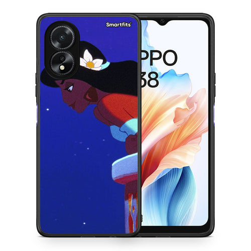 Θήκη Oppo A18 Alladin And Jasmine Love 2 από τη Smartfits με σχέδιο στο πίσω μέρος και μαύρο περίβλημα | Oppo A18 Alladin And Jasmine Love 2 case with colorful back and black bezels