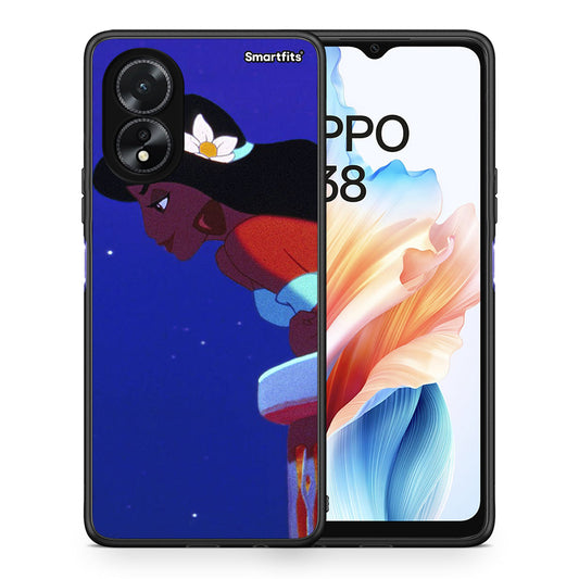 Θήκη Oppo A18 Alladin And Jasmine Love 2 από τη Smartfits με σχέδιο στο πίσω μέρος και μαύρο περίβλημα | Oppo A18 Alladin And Jasmine Love 2 case with colorful back and black bezels