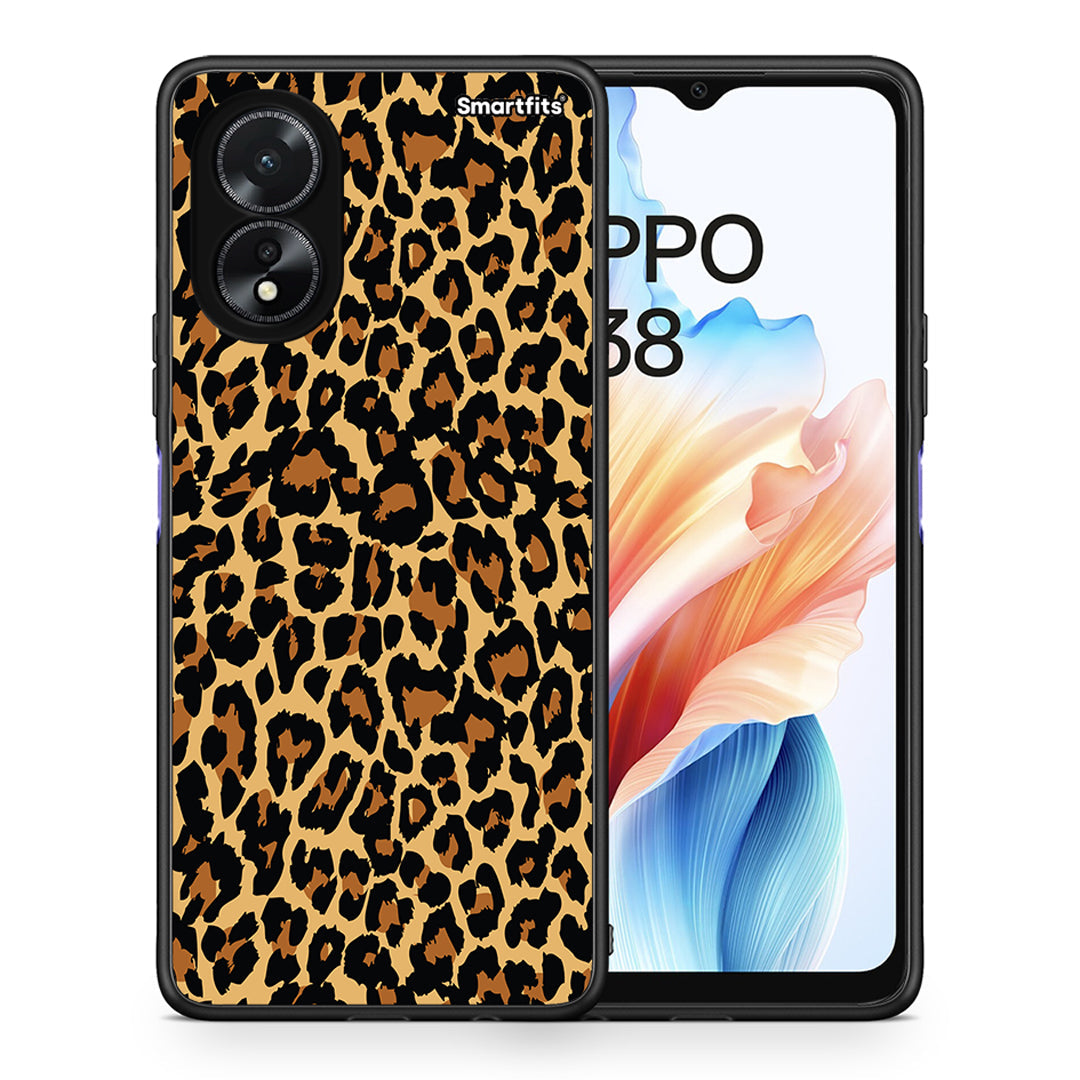 Θήκη Oppo A18 Leopard Animal από τη Smartfits με σχέδιο στο πίσω μέρος και μαύρο περίβλημα | Oppo A18 Leopard Animal case with colorful back and black bezels