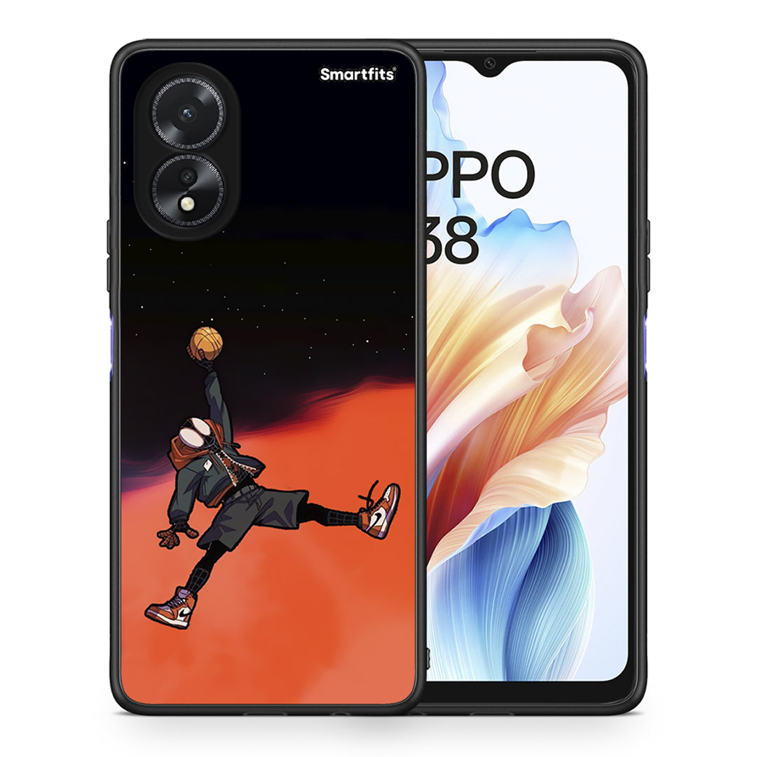 Θήκη Oppo A18 Basketball Hero από τη Smartfits με σχέδιο στο πίσω μέρος και μαύρο περίβλημα | Oppo A18 Basketball Hero case with colorful back and black bezels