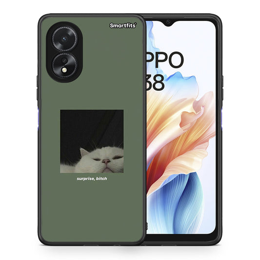 Θήκη Oppo A38 Bitch Surprise από τη Smartfits με σχέδιο στο πίσω μέρος και μαύρο περίβλημα | Oppo A38 Bitch Surprise case with colorful back and black bezels