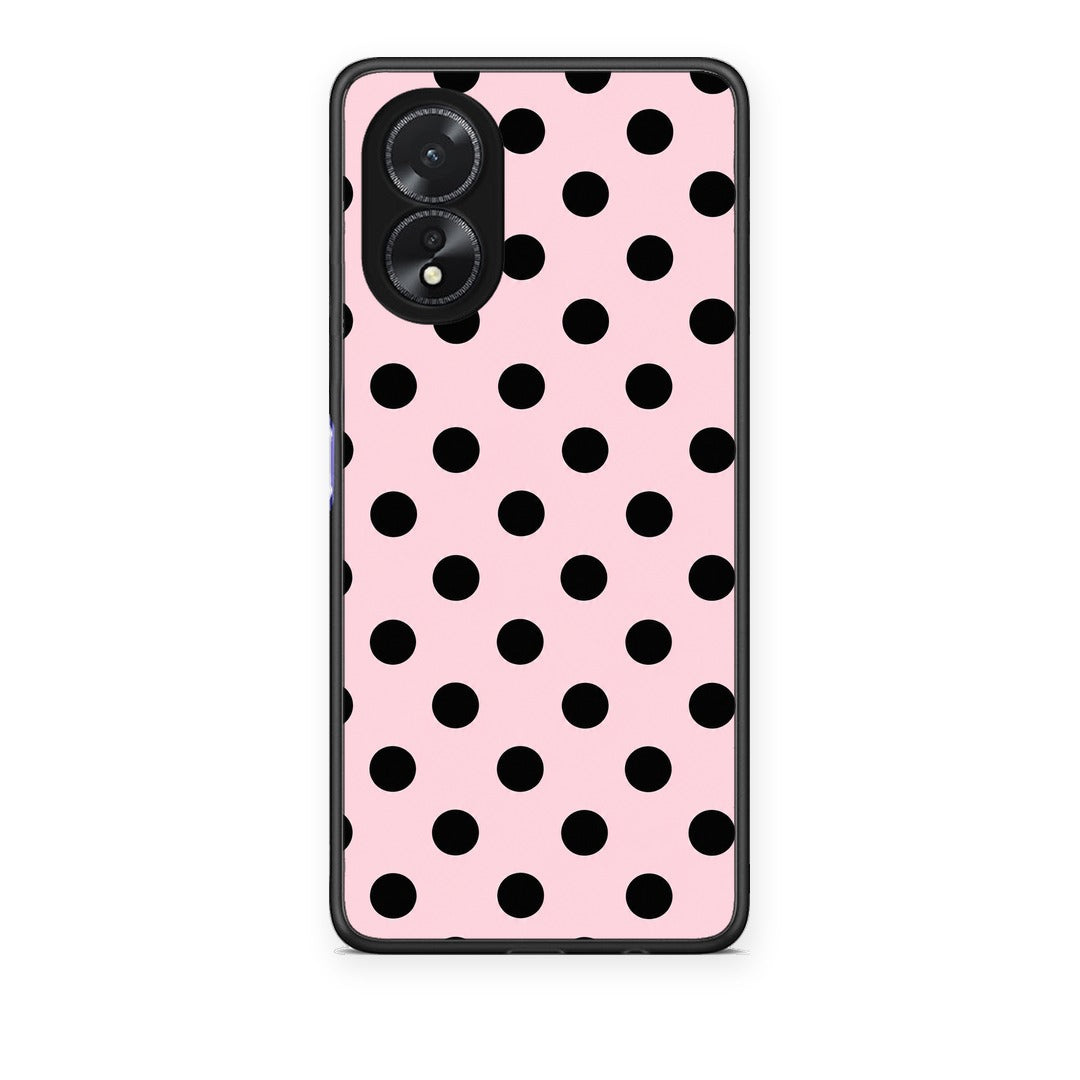 Θήκη Oppo A38 Black Polka Dots on Pink από τη Smartfits με σχέδιο στο πίσω μέρος και μαύρο περίβλημα | Oppo A38 Black Polka Dots on Pink case with colorful back and black bezels