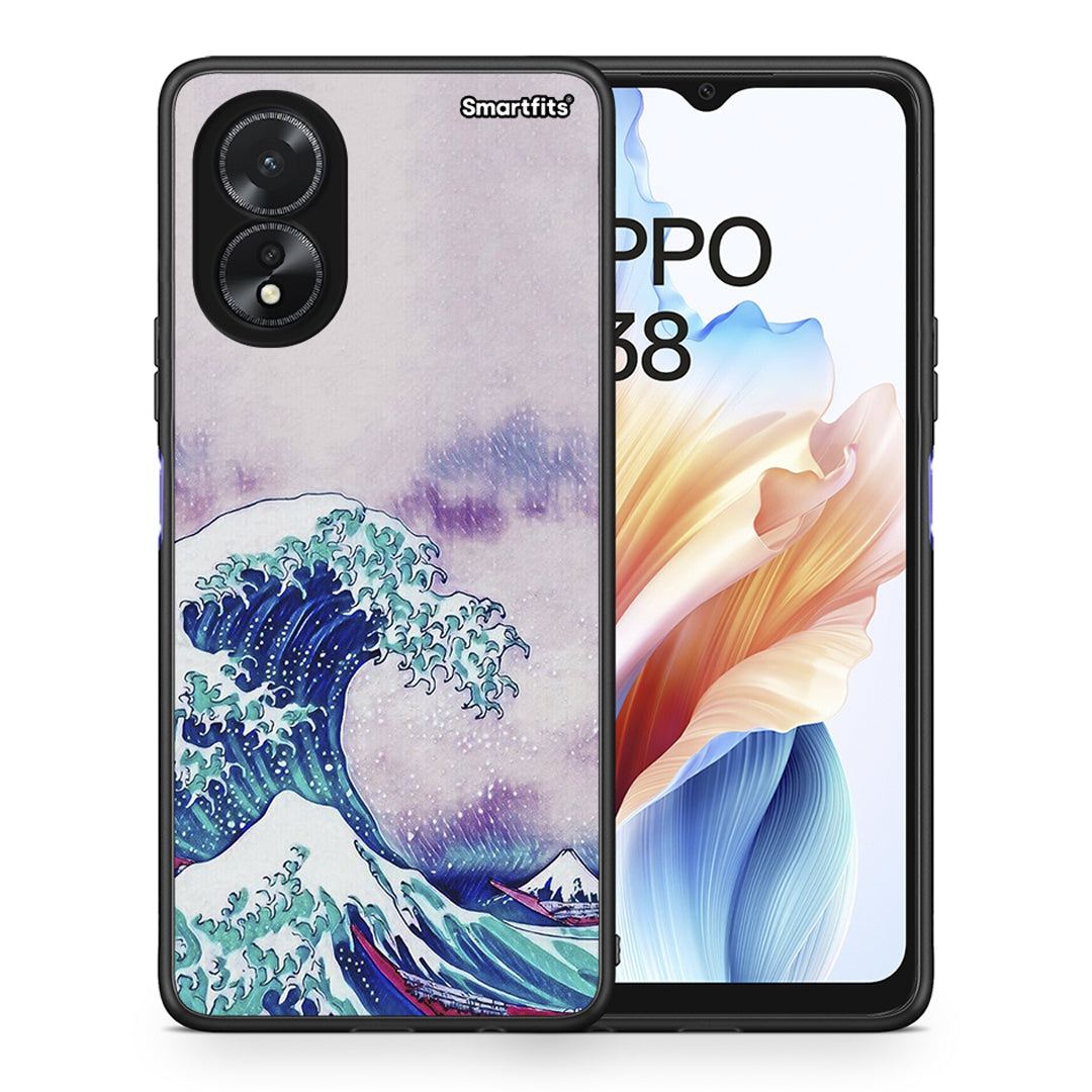Θήκη Oppo A38 Blue Waves από τη Smartfits με σχέδιο στο πίσω μέρος και μαύρο περίβλημα | Oppo A38 Blue Waves case with colorful back and black bezels