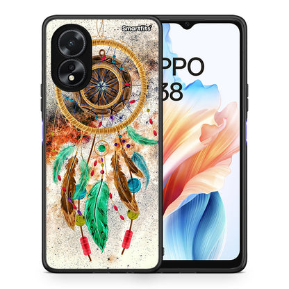 Θήκη Oppo A38 DreamCatcher Boho από τη Smartfits με σχέδιο στο πίσω μέρος και μαύρο περίβλημα | Oppo A38 DreamCatcher Boho case with colorful back and black bezels