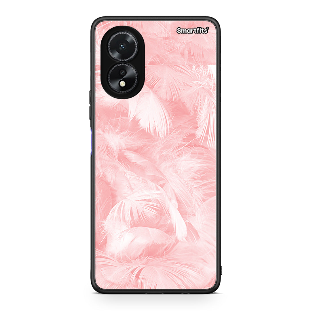 33 - Oppo A18 Pink Feather Boho case, cover, bumper