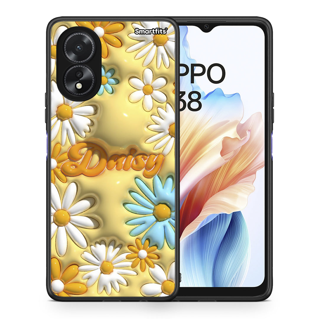 Θήκη Oppo A38 Bubble Daisies από τη Smartfits με σχέδιο στο πίσω μέρος και μαύρο περίβλημα | Oppo A38 Bubble Daisies case with colorful back and black bezels