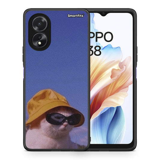 Θήκη Oppo A38 Cat Diva από τη Smartfits με σχέδιο στο πίσω μέρος και μαύρο περίβλημα | Oppo A38 Cat Diva case with colorful back and black bezels