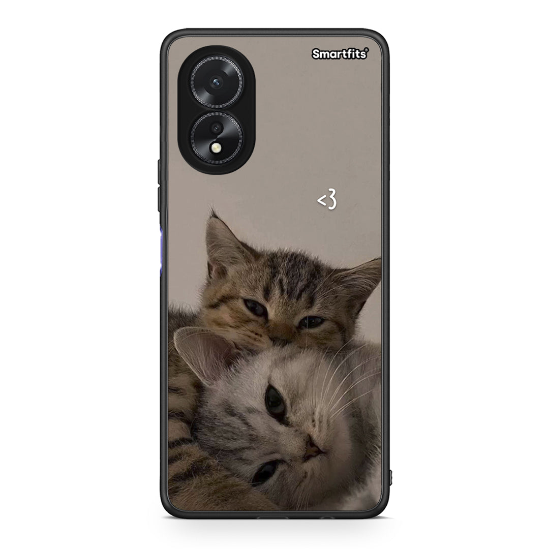 Oppo A38 Cats In Love Θήκη από τη Smartfits με σχέδιο στο πίσω μέρος και μαύρο περίβλημα | Smartphone case with colorful back and black bezels by Smartfits