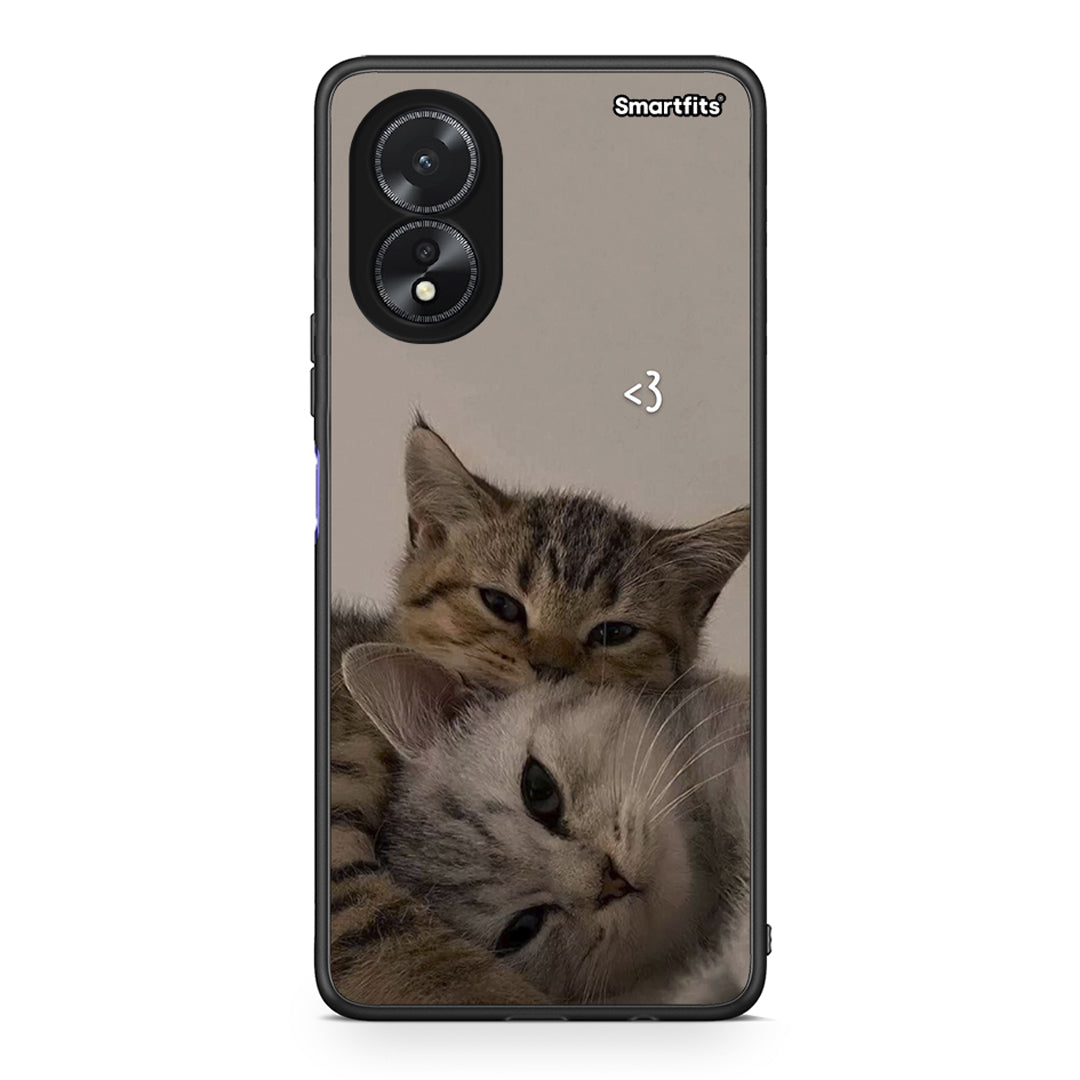 Oppo A18 Cats In Love Θήκη από τη Smartfits με σχέδιο στο πίσω μέρος και μαύρο περίβλημα | Smartphone case with colorful back and black bezels by Smartfits