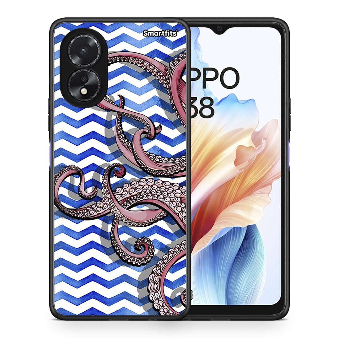 Θήκη Oppo A38 Chevron Devilfish από τη Smartfits με σχέδιο στο πίσω μέρος και μαύρο περίβλημα | Oppo A38 Chevron Devilfish case with colorful back and black bezels