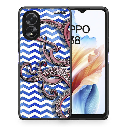Θήκη Oppo A38 Chevron Devilfish από τη Smartfits με σχέδιο στο πίσω μέρος και μαύρο περίβλημα | Oppo A38 Chevron Devilfish case with colorful back and black bezels
