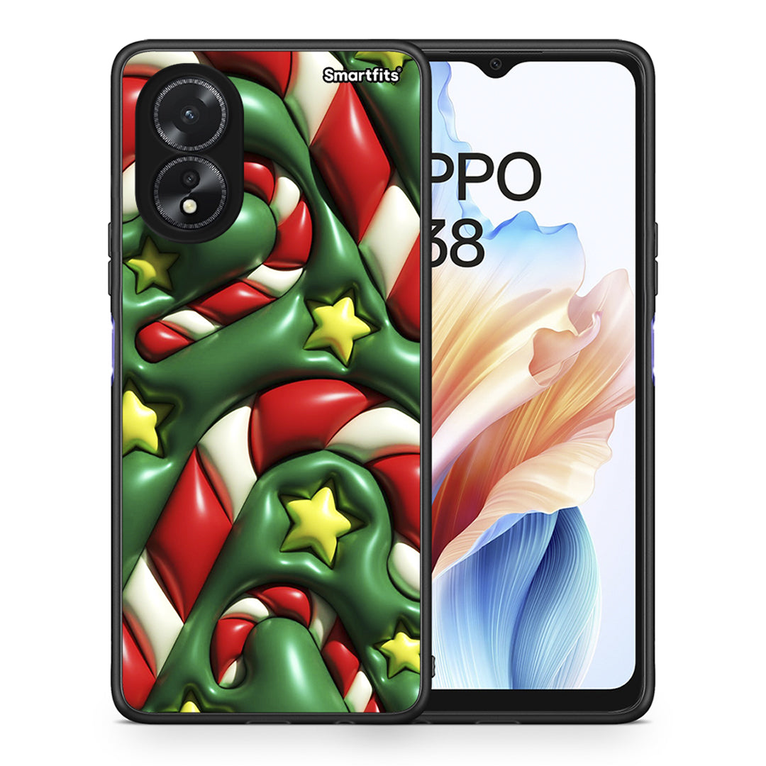 Θήκη Oppo A38 Christmas Bubbles από τη Smartfits με σχέδιο στο πίσω μέρος και μαύρο περίβλημα | Oppo A38 Christmas Bubbles case with colorful back and black bezels