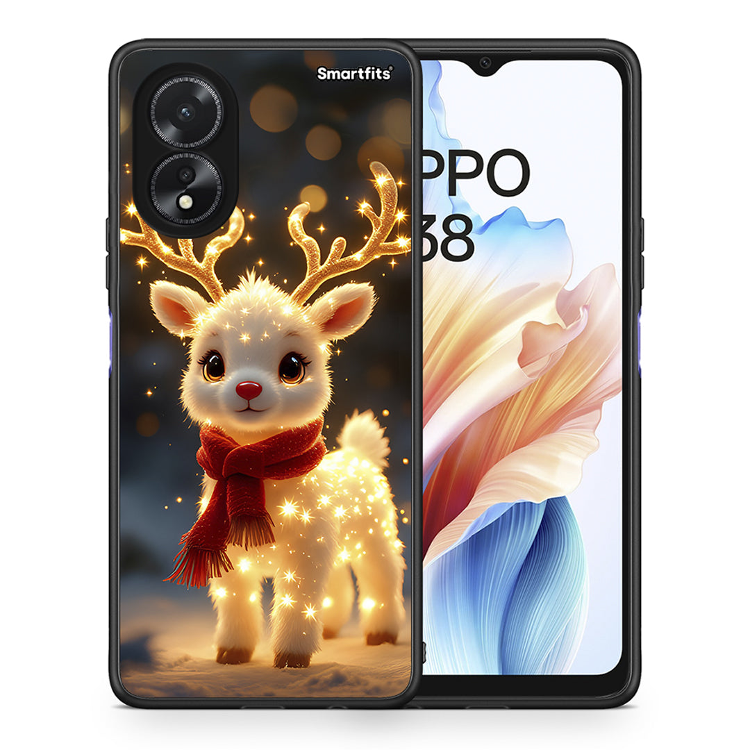 Θήκη Oppo A38 Christmas Cutie από τη Smartfits με σχέδιο στο πίσω μέρος και μαύρο περίβλημα | Oppo A38 Christmas Cutie case with colorful back and black bezels