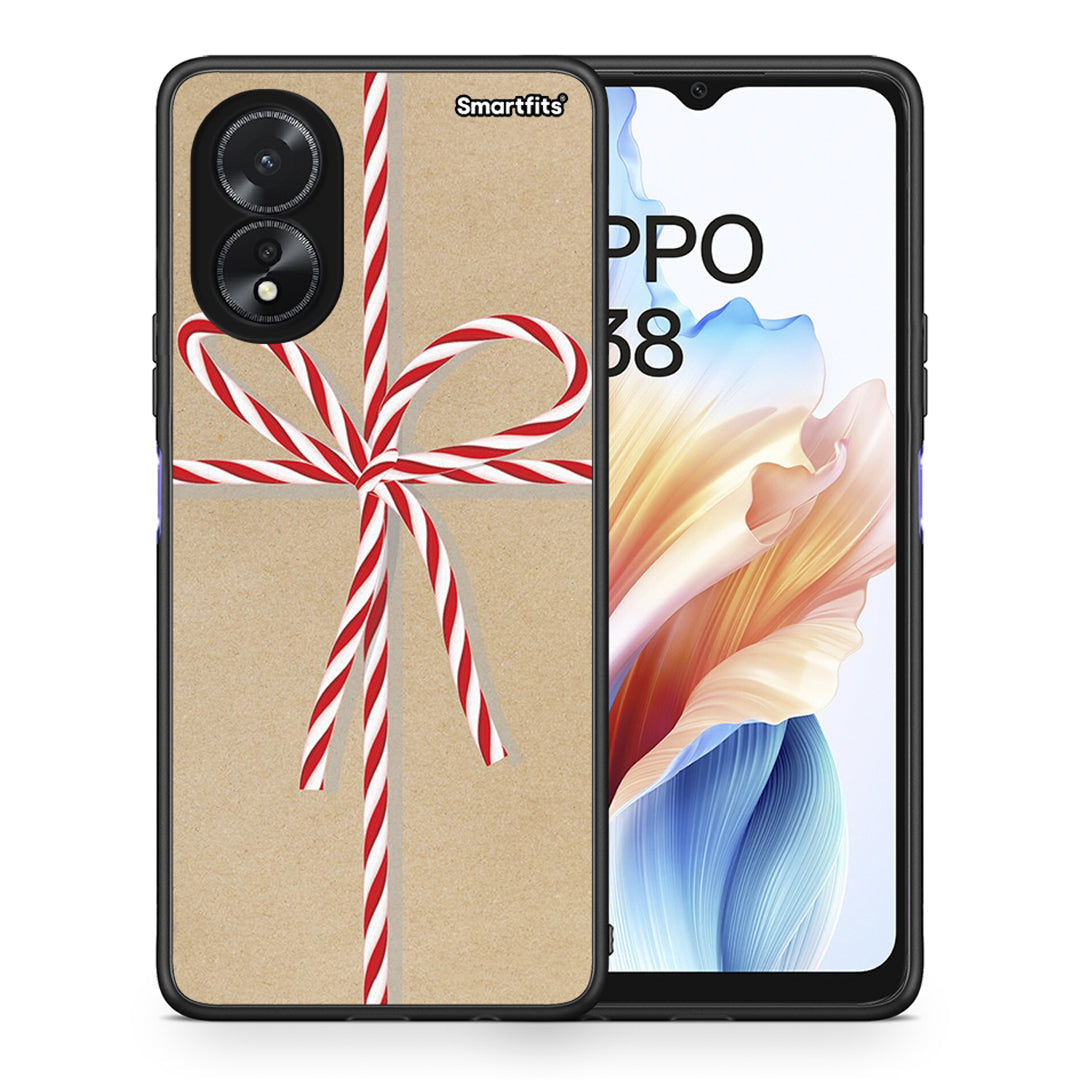 Θήκη Oppo A38 Christmas Gift από τη Smartfits με σχέδιο στο πίσω μέρος και μαύρο περίβλημα | Oppo A38 Christmas Gift case with colorful back and black bezels