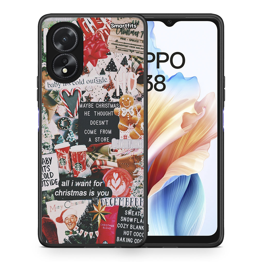 Θήκη Oppo A18 Christmas Happiness από τη Smartfits με σχέδιο στο πίσω μέρος και μαύρο περίβλημα | Oppo A18 Christmas Happiness case with colorful back and black bezels