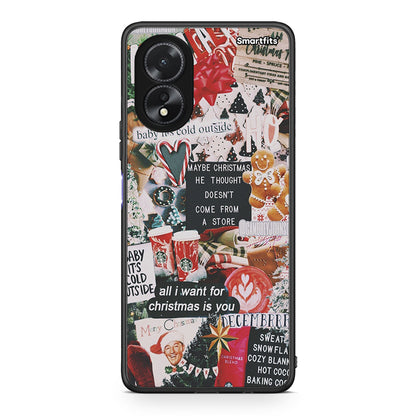 Oppo A18 Christmas Happiness θήκη από τη Smartfits με σχέδιο στο πίσω μέρος και μαύρο περίβλημα | Smartphone case with colorful back and black bezels by Smartfits